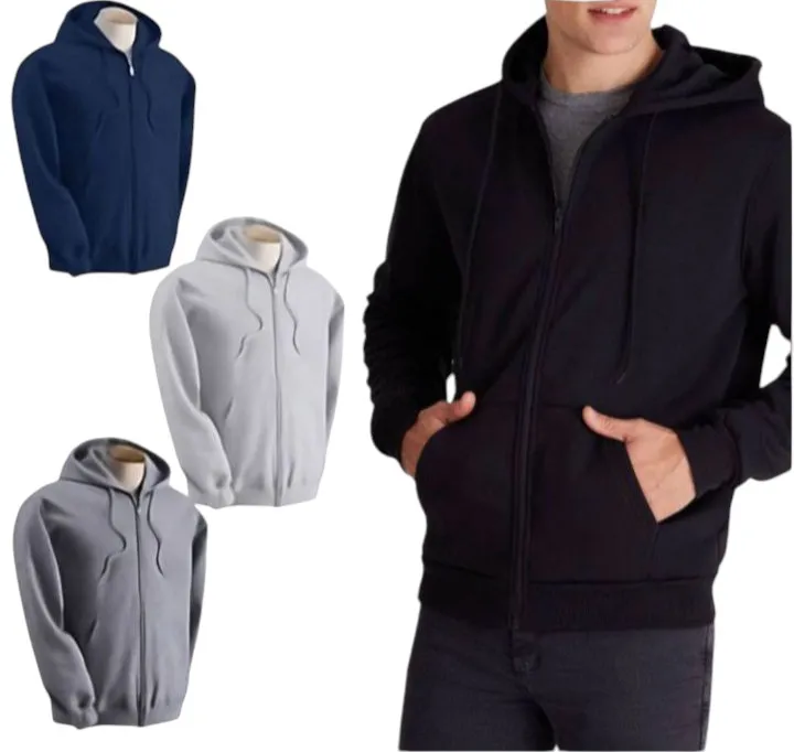 Camperas de Friza 1 Campera de friza de algodón con cierre, capucha y bolsillos para uniforme de empresas y ropa de trabajo personalizada con logo