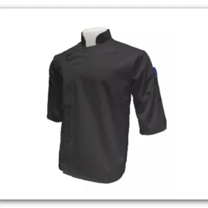Chaquetas de chef de gabardina por mayor en color blanco y negro para uniformes gastronómicos de restaurantes, hoteles y profesionales de cocina.