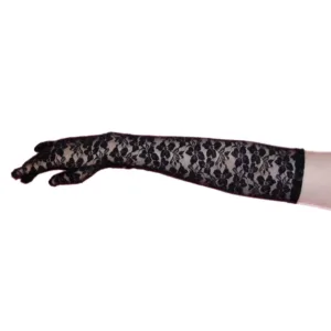 Guantes de encaje cortos de 20 cm y largos de 45 cm de longitud en colores negro, rojo y blanco para vestidos de gala y eventos formales.
