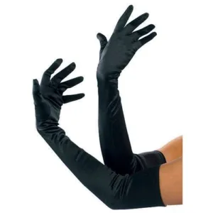 Guantes largos de lycra en colores negro y blanco para vestidos de gala, eventos de etiqueta y producciones de vestuario.