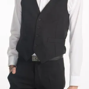 Chaleco de vestir para hombre sastrero en color negro o gris para uniforme corporativo de oficinas y ropa de trabajo con logo bordado