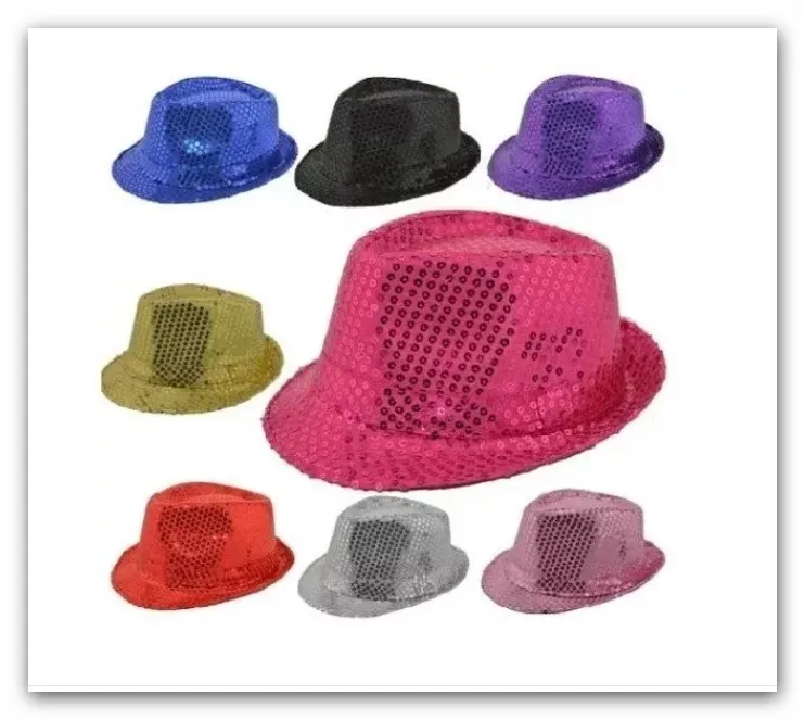 Sombreros Lentejuelas 1 Sombreros lentejuelas para eventos, coreografías y fiestas en colores varios para regalos empresarios, acciones promocionales y eventos corporativos.