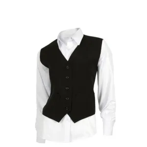 Chaleco para mujer de vestir o casual sastrero en color negro para uniforme corporativo de oficinas y ropa de trabajo personalizada con logo