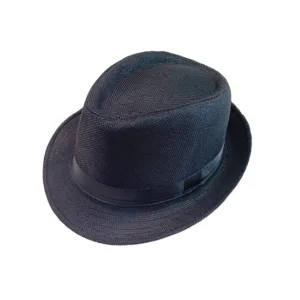 Sombrero tanguero negro liso tipo fedora material poliester para regalos empresarios, acciones de marcas y eventos corporativos.