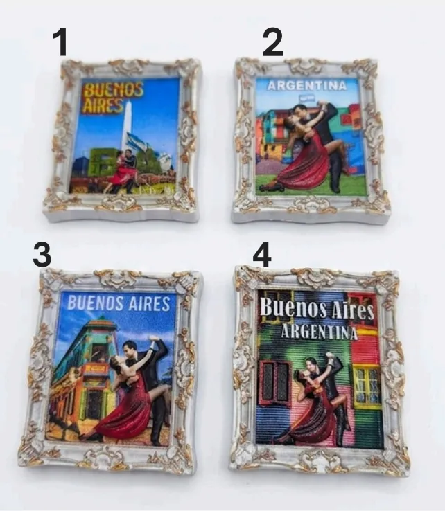 Imanes de Tango y Argentina 1 Imanes de tango y Argentina con motivos surtidos regionales para souvenirs de turismo y regalos empresarios corporativos.