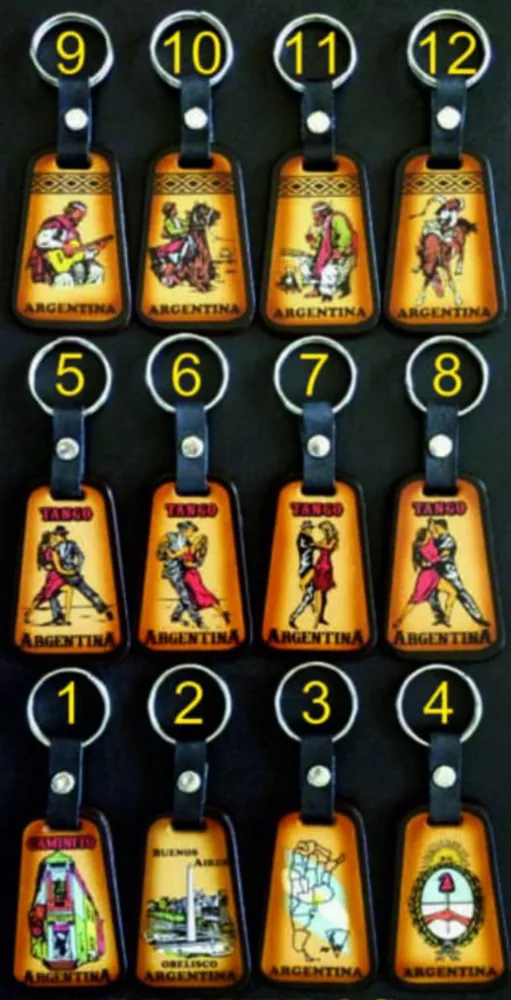 Llaveros de Argentina y Tango 1 Llaveros de Argentina y Tango modelos diversos con opción de logo personalizado por mayor para souvenirs de turismo y regalos empresarios corporativos.