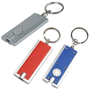 Linterna llavero con logo personalizado por mayor en colores varios para regalos empresarios, merchandising y souvenirs de empresas.