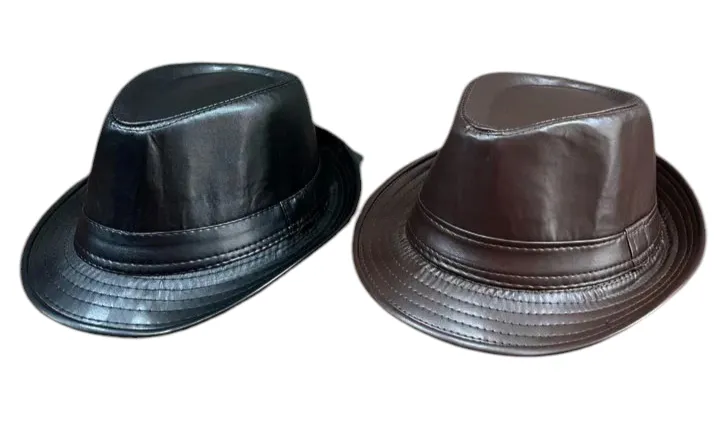 Sombrero Tango simil cuero 1 Sombrero tango simil cuero en colores negro y marrón de talle 57/58 cm para regalos empresarios, acciones de marcas y eventos corporativos.
