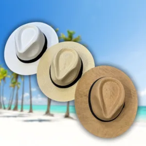 Sombrero simil panama en colores marrón, beige y blanco para regalos empresarios, acciones promocionales de marcas y todo tipo de eventos corporativos.