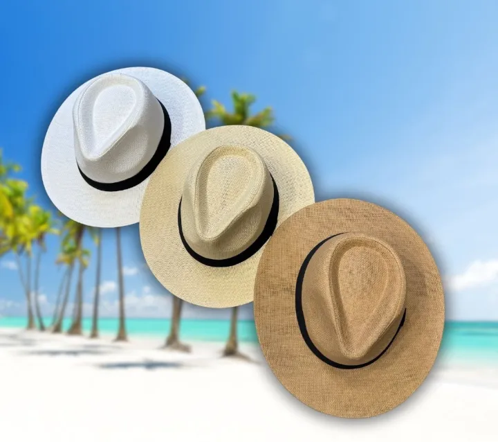 Sombrero simil Panama 1 Sombrero simil panama en colores marrón, beige y blanco para regalos empresarios, acciones promocionales de marcas y todo tipo de eventos corporativos.