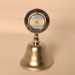 Campanita de Argentina giratoria metálica para regalos empresarios y souvenirs corporativos de recuerdos argentinos de turismo.