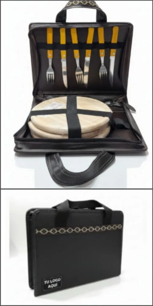 Set Asado maletin 1 Set asado maletín estuche con manijas para varias personas personalizado con logo corporativo por mayor para regalos empresarios.