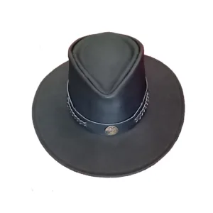 Sombrero gaucho de cuero en colores negro marron y talles varios regionales para souvenirs de turismo y regalos empresarios corporativos de empresas.