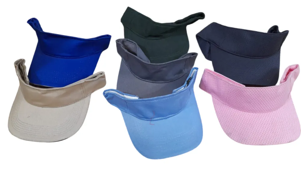 Viseras lisas o con logo 1 Viseras lisas y personalizadas con logo bordado para uniforme de empresas, personal gastronómico de verano y eventos promocionales
