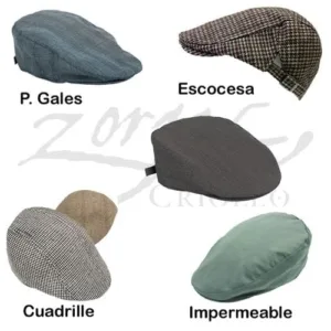 Boinas o gorras inglesas por mayor en modelos impermeables, príncipe de gales y escocesas cuadrillé personalizadas con logo bordado.