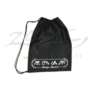 Bolsa porta zapatos de tela tipo mochila con cordón y diseños de tango.