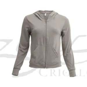 Campera de modal deportiva con cierre, capucha y bolsillos para uniforme de gimnasios, centros de estética y promociones con logo corporativo