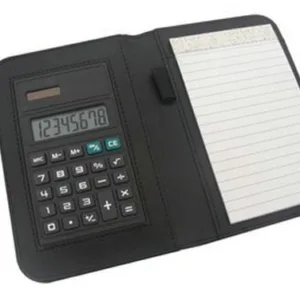 Carpeta con calculadora personalizada con su logo por cantidad ejecutiva para regalos empresarios y souvenirs corporativos de turismo.