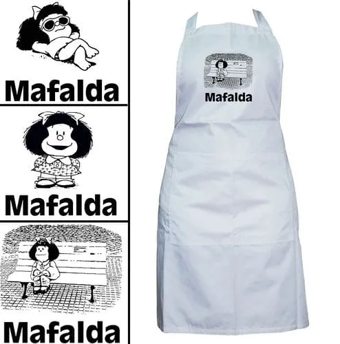 Delantal Mafalda Blanco 1 Delantal Mafalda blanco de cocina con detalles blanco y rojo regional para souvenirs de turismo y regalos corporativos empresarios de empresas.