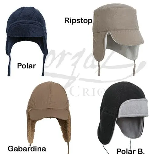 Gorros Aviadores 1 Gorros aviador por mayor de polar, micropolar y gabardina con corderito personalizados con logo bordado para uniformes de abrigo de empresas.