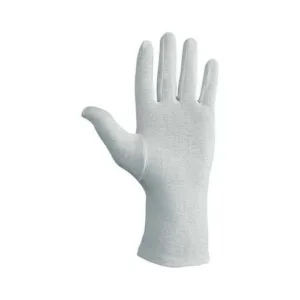 Guantes de algodón antialérgico de color blanco en talles para hombre, mujer y chicos para uniformes protocolares y protección industrial.