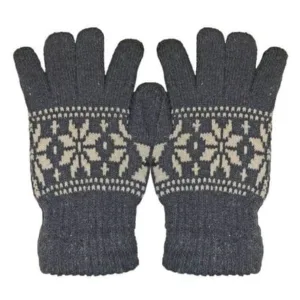 Guantes de lana Bariloche de invierno en varios colores y motivos tradicionales tejidos para accesorios de abrigo regional.