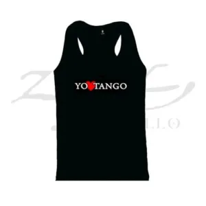 Musculosa de tango Yo Amo al Tango con diseño estampado, souvenir regional de turismo argentino y regalos empresarios corporativos de empresas.