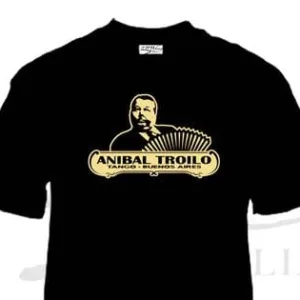Remera de tango Aníbal Troilo con foto del bandoneonista, souvenir regional de turismo argentino y regalos empresarios corporativos.