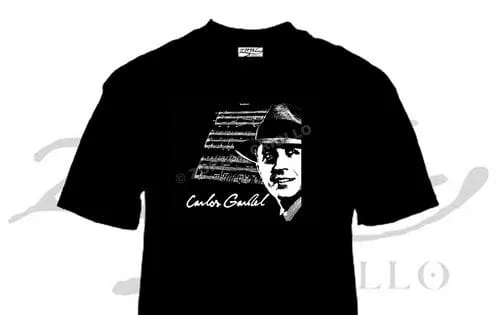 ZC10 Carlos Gardel 1 Remera de tango Carlos Gardel con el rostro del cantante, souvenir regional de turismo argentino y regalos empresarios corporativos.