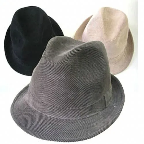 Sombrero de Corderoy Fedora 1 Sombrero de corderoy fedora colores varios en talle 57/58 cm para regalos empresarios, acciones promocionales de marcas y todo tipo de eventos corporativos.