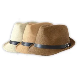 Sombrero simil rafia trilby fedora en colores varios para regalos empresarios, acciones promocionales de marcas y todo tipo de eventos corporativos.