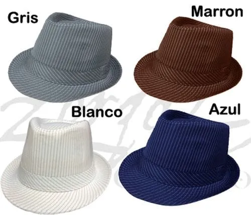 Sombreros Rayados Fedora 1 Sombreros rayados fedora en colores varios como negro, blanco, gris y azul para regalos empresarios, acciones de marcas y eventos corporativos.