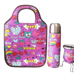 Bolso porta termo logo personalizado por cantidad para regalos empresarios y souvenirs corporativos de recuerdos argentinos de turismo.