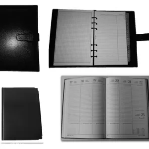 Agendas de cuero o símil cuero ejecutivas para regalos empresarios con opción de logo grabado personalizado por cantidad.