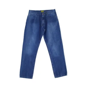 Jeans azules de trabajo clásicos por mayor en tela de denim pesado para uniformes operativos de empresas y personal de logística en Buenos Aires.