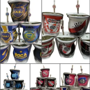 Mate con bombilla futbol en modelos varios regionales para souvenirs de turismo y regalos empresarios corporativos de empresas.