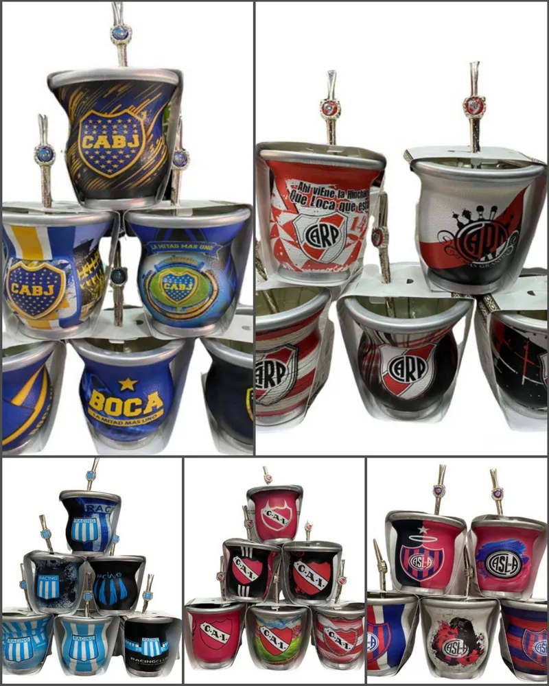 Mate con bombilla futbol 1 Mate con bombilla futbol en modelos varios regionales para souvenirs de turismo y regalos empresarios corporativos de empresas.