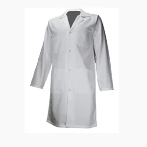 Guardapolvo de trabajo azul francia unisex personalizado con logo bordado para uniforme operativo de empresa.