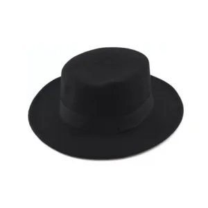 Sombrero copa chata tipo panama paño en colores negro, beige y bordó elegante para regalos empresarios, acciones de marcas y todo tipo de eventos corporativos.