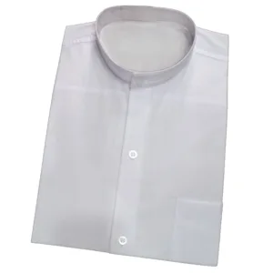 Camisa cuello mao con bolsillo unisex de calce sin género para uniformes de gastronomía y hotelería con logo