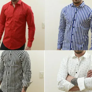 Camisas de hombre rayadas con logo bordado para uniformes corporativos y ropa de trabajo comercial personalizada