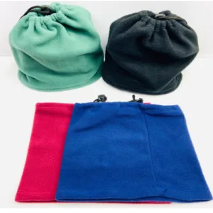 Conjunto de gorro y cuello polar en varios colores de talle único para abrigo de invierno e indumentaria corporativa de empresas.