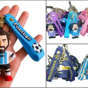 Llaveros regionales de fútbol de Argentina y de Mafalda con motivos deportivos tradicionales para souvenirs de turismo y regalos empresarios corporativos.