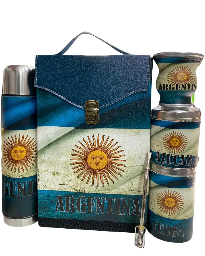 Set matero Argentina 1 Set matero de Argentina y diseños estampados personalizados con logo corporativo por mayor para regalos empresarios y souvenirs de empresas.