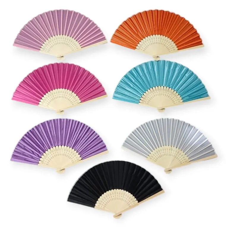 Abanicos de tela lisos 1 Abanicos de Tela Lisos. Cotillón y Eventos. colores surtidos, ideales para souvenirs de casamiento, bodas, fiestas y regalos empresarios.