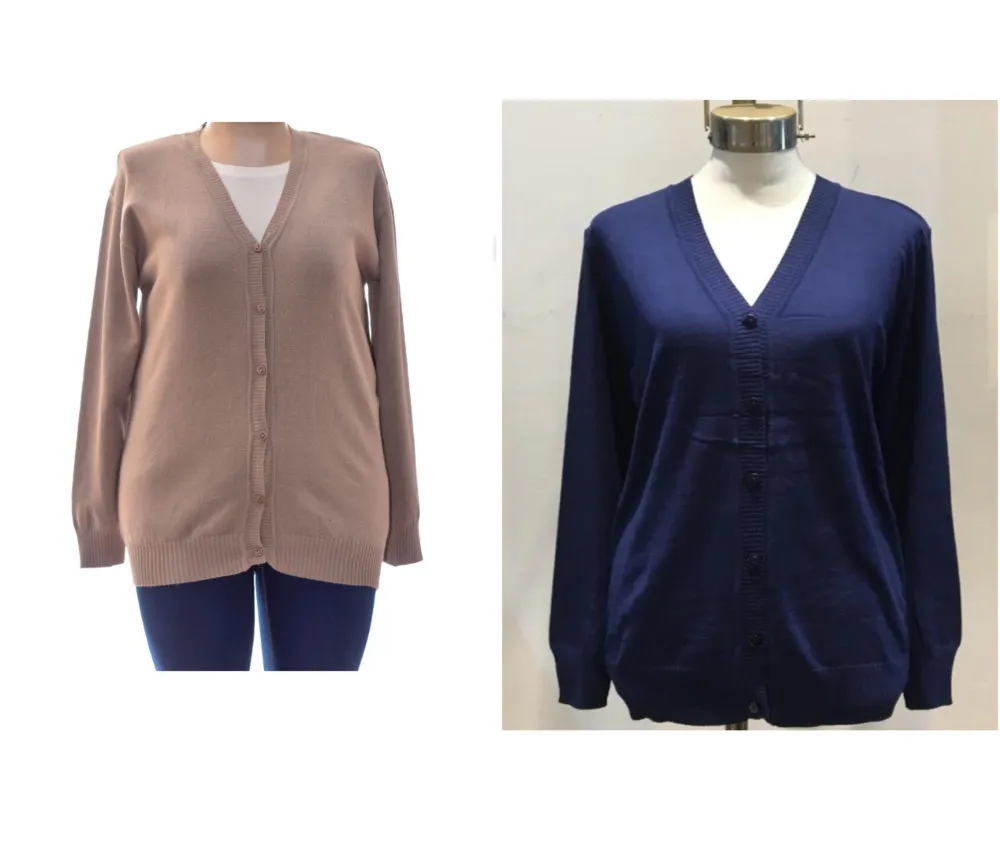 Sweater Cardigan para mujer 1 Sweater cárdigan para mujer para uniforme corporativo de abrigo tejido de punto abierto con botones y logo bordado para oficinas