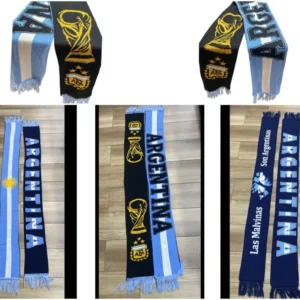 Bufandas de Argentina fútbol en modelos varios con diseño de la selección para souvenirs de turismo y regalos corporativos empresarios.