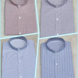 Camisa cuello mao rayada manga larga para uniforme de empresas y ropa de trabajo personalizada