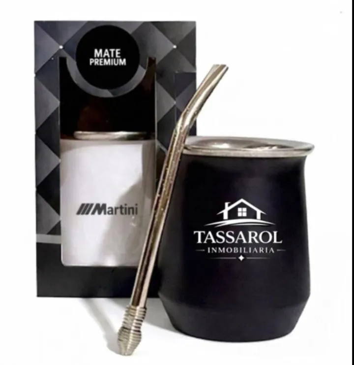 Mate con logo personalizado 1 Mate con logo personalizado grabado láser por mayor con bombilla opcional para regalos empresarios y souvenirs de empresas.