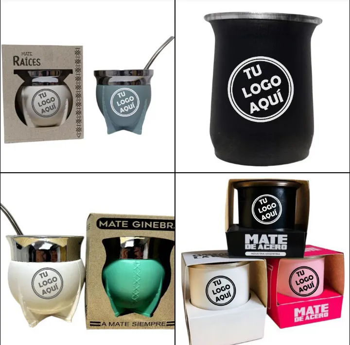 Mates con logo personalizado 1 Mates con logo personalizado por mayor en modelos varios para regalos empresarios y souvenirs tradicionales de empresas.